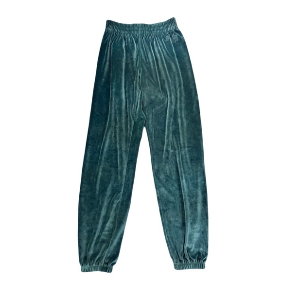 PINK Victoria’s‎ Secret Emerald Green Velvet Sweat Pants Sz Small - Picture 1 of 8